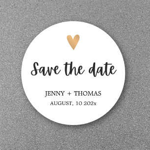 Sticker Rond Élégant Faire-Part de mariage cœur doré
