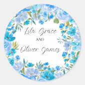 Sticker Rond Élégant Faire-part de mariage Fleur sauvage (Devant)