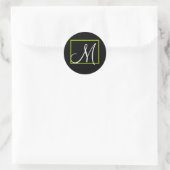 Sticker Rond Élégant Faire-part de mariage Monogramme Vert Étiq (Sac)