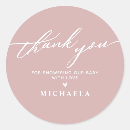 Sticker Rond Élégant Faire-Part de Naissance Manuscrit Merci (Devant)