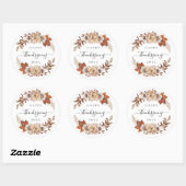 Sticker Rond Elegant Fall Wreath Happy Thanksgiving  (Feuille)