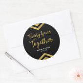 Sticker Rond Elégant Faux Gold Chevron 30e anniversaire Mariage (Enveloppe)