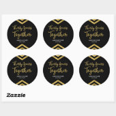 Sticker Rond Elégant Faux Gold Chevron 30e anniversaire Mariage (Feuille)