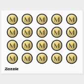 Sticker Rond Elégant Faux Gold Foil Black Monogram Seals (Feuille)