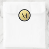 Sticker Rond Elégant Faux Gold Foil Black Monogram Seals (Sac)