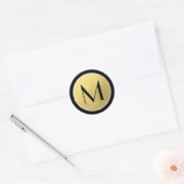 Sticker Rond Elégant Faux Gold Foil Black Monogram Seals (Enveloppe)