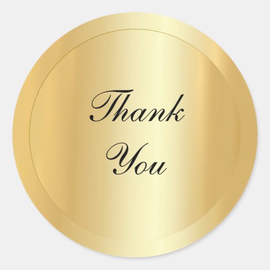 Sticker Rond Elégant Faux Gold Moderne Merci Modèle Texte (Devant)