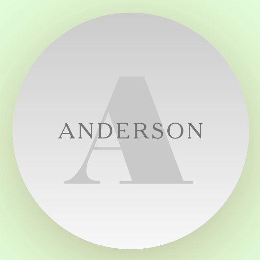 Sticker Rond Élégant Faux Gris Argent Gradient Monogramme