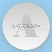 Sticker Rond Élégant Faux Gris Argent Gradient Monogramme