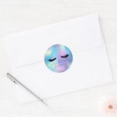 Sticker Rond Elégant Faux Lashes Holographique Bleu (Enveloppe)