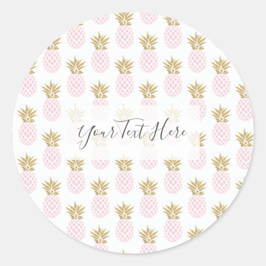 Sticker Rond Élégant faux or motif d'ananas tropical (Devant)