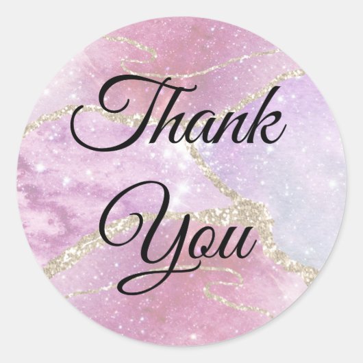 Sticker Rond Elégant Faux Pearlescent Effet Merci (Devant)
