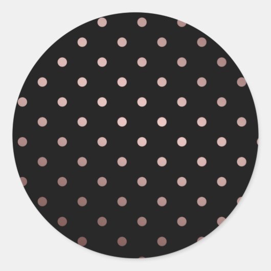 Sticker Rond élégant faux rose or noir pois (Devant)