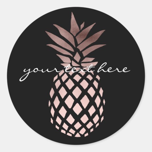 Sticker Rond élégant faux rose or tropical ananas (Devant)