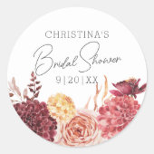 Sticker Rond Élégant Favori de Mariage Floral Bohème Chic (Devant)