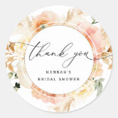 Sticker Rond Élégant Favori Floral de pêche, de crème et de ros (Devant)