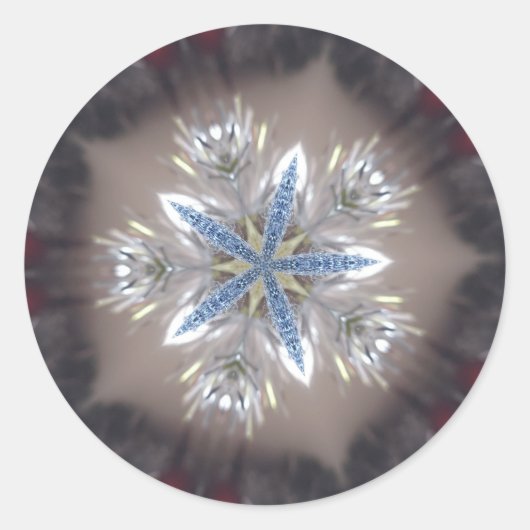 Sticker Rond Élégant Festif Star de Noël Bleu brillant Blanc (Devant)