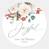 Sticker Rond Elegant Festive Floral Joyful Christmas Gift (Devant)