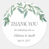 Sticker Rond Élégant feuillage vert (Devant)