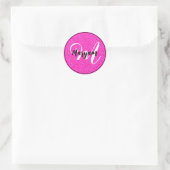 Sticker Rond Élégant & Fille Parties scintillant rose chaud Nom (Sac)