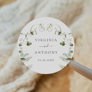 Sticker Rond Elégant Fleur sauvage d'aquarelle Mariage