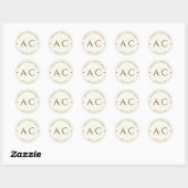 Sticker Rond Élégant Fleur sauvage moderne Mariage off-White (Feuille)