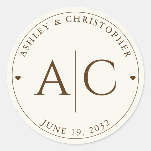 Sticker Rond Élégant Fleur sauvage moderne Mariage off-White (Devant)