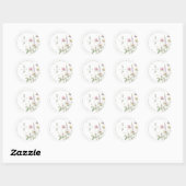 Sticker Rond Élégant Fleur sauvage Pastel Soft Mariage botaniqu (Feuille)
