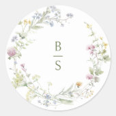 Sticker Rond Élégant Fleur sauvage Pastel Soft Mariage botaniqu (Devant)