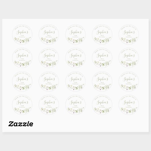 Sticker Rond Elégant Fleur sauvage Rustic Boho Faveurs d'annive (Feuille)