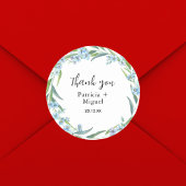 Sticker Rond Élégant Fleur sauvage rustique Merci Mariage