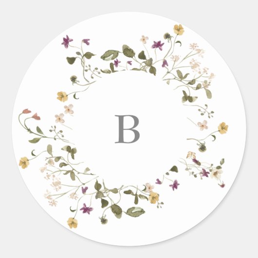 Sticker Rond Élégant Fleur sauvage séché Pampas Mariage Floral (Devant)