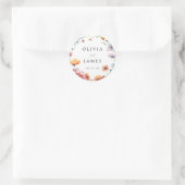 Sticker Rond Élégant Fleur sauvage Wreath Mariage d'été (Sac)