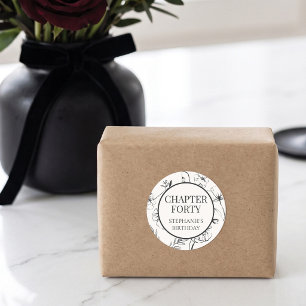 Sticker Rond Elégant Fleurs Noir Blanc 40e Anniversaire