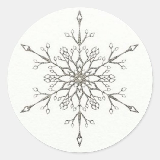 Sticker Rond Élégant flocon de neige en argent (Devant)