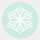 Sticker Rond Élégant Flocon de neige Mint Green Noël (Devant)