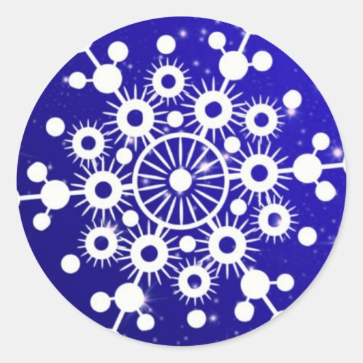 Sticker Rond Élégant Flocon de neige Noël Joyeux hiver (Devant)