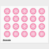 Sticker Rond Élégant Flocon de neige rose Noël (Feuille)