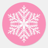 Sticker Rond Élégant Flocon de neige rose Noël (Devant)