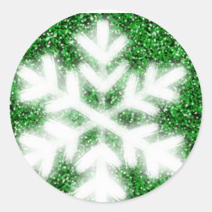 Sticker Rond Élégant flocon de neige verdoyant à parties scinti