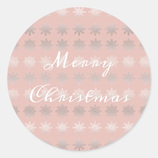 Sticker Rond Élégant flocon de Noël argent rose or (Devant)