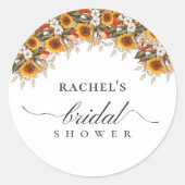 Sticker Rond Élégant Floral Boho Chic Baby Shower (Devant)