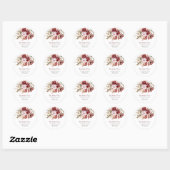 Sticker Rond Elegant Floral Burgundy Blush Wedding Envelope  (Feuille)