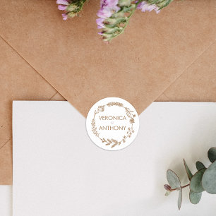 Sticker Rond Élégant floral et simple Mariage