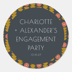 Sticker Rond Élégant floral géométrique personnalisé pour fête