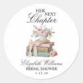 Sticker Rond Elegant Floral Her Next Chapter Bridal Shower  (Devant)