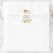 Sticker Rond Élégant Floral Lumineux |  Élégante Douche de Mari (Sac)
