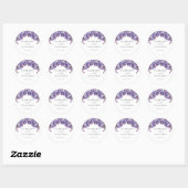 Sticker Rond Élégant Floral Purple Lavender Peonies Mariage (Feuille)