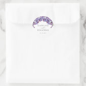 Sticker Rond Élégant Floral Purple Lavender Peonies Mariage (Sac)