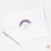 Sticker Rond Élégant Floral Purple Lavender Peonies Mariage (Enveloppe)